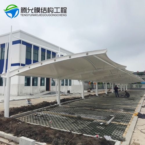 安装小区膜结构车蓬工厂电瓶车停车棚 台州公交汽车站遮阳篷雨棚